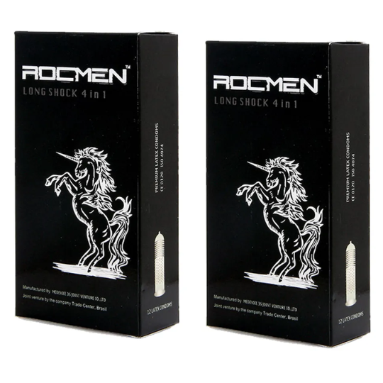 Bao cao su Rocmen Long Shock Đen 4in1 hộp 12 cái - Ảnh 2