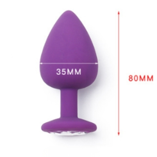 Phích cắm hậu môn silicon chuôi tròn đính đá - Ảnh 4